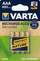 Varta Recycled Oplaadbare AAA Batterijen | 800 mAh | NiMH