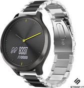 Stalen Smartwatch bandje - Geschikt voor  Garmin Vivomove HR stalen band - zilver/zwart - Strap-it Horlogeband / Polsband / Armband