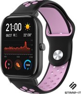 Siliconen Smartwatch bandje - Geschikt voor  Xiaomi Amazfit GTS sport band - zwart/roze - Strap-it Horlogeband / Polsband / Armband