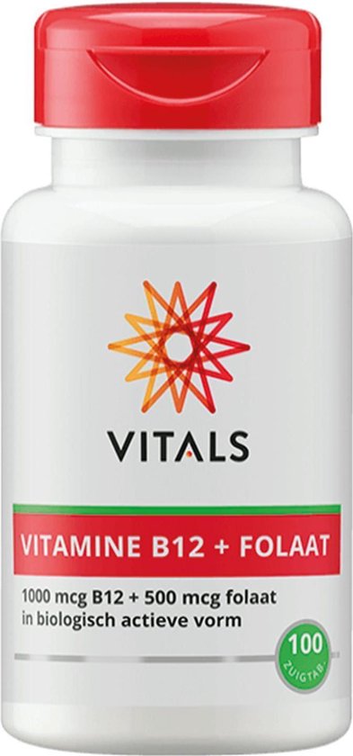 Zegevieren vitamine 鍔 Vitals Vitamine B12 + folaat 500 mcg Voedingssupplementen - 100  zuigtabletten | bol.com