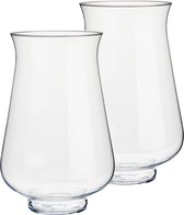 Set van 2x stuks bloemenvazen van glas 21 x 31 cm - Glazen transparante vazen