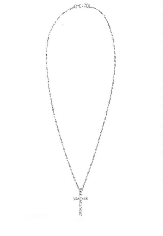 Elli Premium halsketting dames kruis hanger met zirkonia kristallen in 925 sterling zilver, 45 cm, Sterling zilver, Zirkonia Elli Premium halsketting dames kruis hanger met zirkonia kristallen in 925 sterling zilver, 45 cm, Sterling zilver, Zirkonia