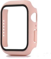 Hoesje geschikt voor Apple Watch 38MM - Hardcase - Screenprotector - Kunststof - Babyroze