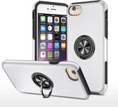 PC + TPU schokbestendige magnetische beschermhoes met onzichtbare ringhouder voor iPhone 6 (zilver)