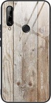 Voor Huawei Enjoy 10 Plus houtnerf gehard glas + TPU schokbestendig hoesje (M04)