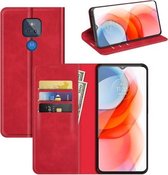 Voor Motorola Moto G Play 2021 Retro-skin Business magnetische zuignap lederen tas met houder & kaartsleuven en portemonnee (rood)