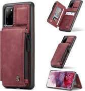 Voor Samsung Galaxy S20 + CaseMe C20 multifunctionele pc + TPU beschermhoes met houder & kaartsleuf & portemonnee (donkerrood)
