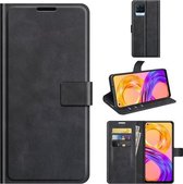 Voor OPPO Realme 8 / Realme 8 Pro Retro Kalfspatroon Gesp Horizontale Flip Leren Case met Houder & Kaartsleuven & Portemonnee (Zwart)