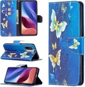 Voor Xiaomi Mi 11i / Poco F3 / Redmi K40 Gekleurde Tekening Patroon Horizontale Flip Leren Case met Houder & Kaartsleuven & Portemonnee (Gouden Vlinder)