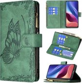 Voor Xiaomi Mi 11i / Poco F3 / Redmi K40 Flying Butterfly Embossing Pattern Rits Horizontale Flip lederen tas met houder & kaartsleuven & portemonnee (groen)