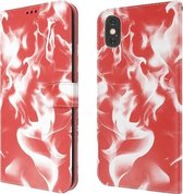 Cloud Fog Pattern Horizontale Flip lederen hoes met houder & kaartsleuf & portemonnee voor iPhone X / XS (rood)