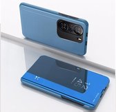 Voor Redmi K40 / K40 Pro / K40 Pro + / Poco F3 vergulde spiegel horizontale flip lederen tas met houder (blauw)