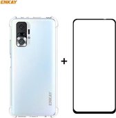 Voor Redmi Note 10 Pro / Note 10 Pro Max Hat-Prince ENKAY Helder TPU schokbestendig hoesje Zachte antislip hoes + 0.26mm 9H 2.5D Volledige lijm Volledige dekking Gehard glasbescher