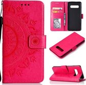 Voor Samsung Galaxy S10 Plus Totem Bloem Reliëf Horizontale Flip TPU + PU Leren Case met Houder & Kaartsleuven & Portemonnee (Rood)