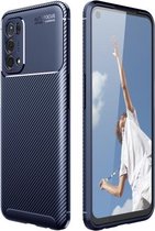 Voor OPPO A74 5G koolstofvezel textuur schokbestendig TPU-hoesje (blauw)