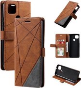 Voor Motorola Moto G9 Power Skin Feel Splicing Horizontale Flip Leren Case met Houder & Kaartsleuven & Portemonnee & Fotolijst (Bruin)