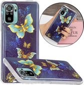 Voor Xiaomi Redmi Note 10 4G Luminous TPU-beschermhoes (dubbele vlinders)
