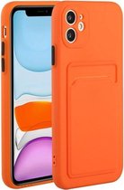 Card Slot Design Shockproof TPU beschermhoes voor iPhone 12 mini (oranje)