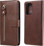 Voor Geschikt voor Xiaomi Redmi Note 10 Pro / 10 Pro Max Mode Kalf Textuur Rits Horizontale Flip Lederen Case met Stand & Kaartsleuven & Portemonnee (Bruin)