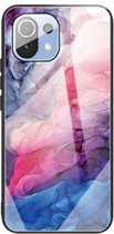 Voor Geschikt voor Xiaomi Mi 11 Abstract Marble Pattern Glass beschermhoes (abstract rood)