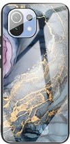 Voor Geschikt voor Xiaomi Mi 11 Abstract Marble Pattern Glass beschermhoes (abstract goud)