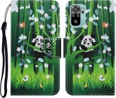 Voor Xiaomi Redmi Note 10 4G Gekleurde Tekening Patroon Horizontale Flip PU Lederen Case met Houder & Kaartsleuven & Portemonnee & Lanyard (Panda)