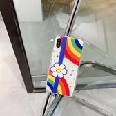 Nauwkeurig gat Transparant TPU-beschermhoesje voor iPhone XS Max (Rainbow Sunflower)