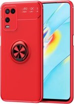 Voor OPPO A54 4G metalen ringhouder 360 graden roterende TPU-hoes (rood + rood)