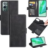 Voor OnePlus 9 Pro Dual-side magnetische gesp Horizontale flip lederen hoes met houder & kaartsleuven en portemonnee (zwart)