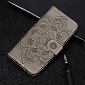 Voor Samsung Galaxy A82 5G Sun Mandala Embossing Patroon Horizontale Flip PU Leather Case met Houder & Kaartsleuven & Portemonnee & Lanyard (Grijs)