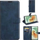 Voor ZTE Axon 30 Pro Retro kalfspatroon gesp Horizontale flip lederen tas met houder & kaartsleuven en portemonnee (blauw)