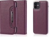 Litchi Texture Horizontale Flip Buckle Afneembare Magnetische PU Leather Case met Kaartsleuven & Portemonnee & Fotolijst Voor iPhone 12 mini (Paars)