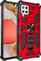 Voor Samsung Galaxy A42 5G schokbestendige TPU + pc magnetische beschermhoes met houder (rood)