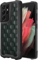 Samsung Galaxy S21 Ultra 5G 3D reliëf PU + PC + TPU skidproof schokbestendig hoesje (groen)
