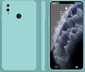 Voor Huawei Enjoy 9 Plus Effen Kleur Imitatie Vloeibare Siliconen Rechte Rand Valbestendige Volledige Dekking Beschermhoes (Hemelsblauw)