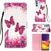 Voor Samsung Galaxy A82 5G 3D Schilderen Horizontale Flip Leren Case met Houder & Kaartsleuf & Portemonnee & Lanyard (Rose Red Butterfly)