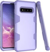 Voor Samsung Galaxy S10 + siliconen in contrastkleur + schokbestendige pc-hoes (paars)