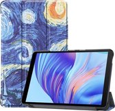 Voor Huawei Honor X7 / MatePad T8 Custer Painted TPU Smart Tablet Leather Case met Tri-Fold Bracket & Pen Slot (Sterrenhemel)