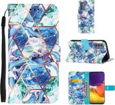 Voor Samsung Galaxy A82 5G Marmer Stiksels Horizontale Flip PU Lederen Case met Houder & Kaartsleuven & Portemonnee & Lanyard (Blauw Groen)