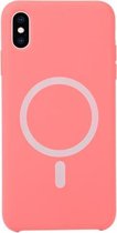 Nano siliconen volledige dekking schokbestendig magnetische ring-hoesje voor iPhone XS Max (roze rood)