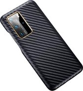 Voor Huawei P40 Pro koolstofvezel lederen textuur Kevlar anti-fall telefoon beschermhoes (zwart)