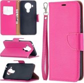 Voor Nokia 5.4 Litchi Textuur Pure Kleur Horizontale Flip Leren Case met Houder & Kaartsleuven & Portemonnee & Lanyard (Rose Rood)