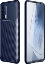 Voor vivo iQOO Neo5 koolstofvezel textuur schokbestendig TPU-hoesje (blauw)