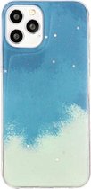 Waterverf glitterpatroon schokbestendig TPU beschermhoes voor iPhone 12/12 Pro (Verdure)