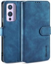 Voor OnePlus 9 DG.MING Retro Oil Side Horizontale Flip Leren Case met Houder & Kaartsleuven & Portemonnee (Blauw)