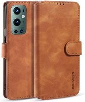 Voor OnePlus 9 Pro DG.MING Retro Oil Side Horizontale Flip Leren Case met Houder & Kaartsleuven & Portemonnee (Bruin)