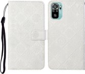 Voor Xiaomi Redmi Note 10 4G Etnische Stijl Reliëfpatroon Horizontale Flip Leren Case met Houder & Kaartsleuven & Portemonnee & Lanyard (Wit)
