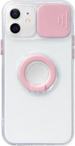 Sliding Camera Cover Design TPU beschermhoes met ringhouder voor iPhone 12 (roze)