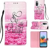 Voor Xiaomi Redmi Note 10 Pro / Note 10 Pro Max 3D Schilderen Horizontale Flip Leren Case met Houder & Kaartsleuf & Portemonnee & Lanyard (Mooi)