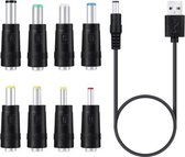 8 in 1 DC-netsnoer USB multifunctionele uitwisselingsstekker USB-oplaadkabel (zwart)